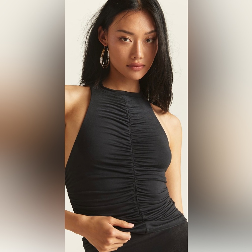 NWT Beautiful Anthropologie/Pilcro Ruched Reversible Tank in Black, Size S